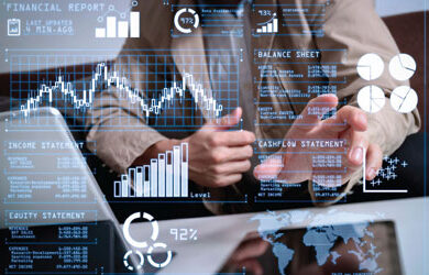 line chart with hands showing revenue growth